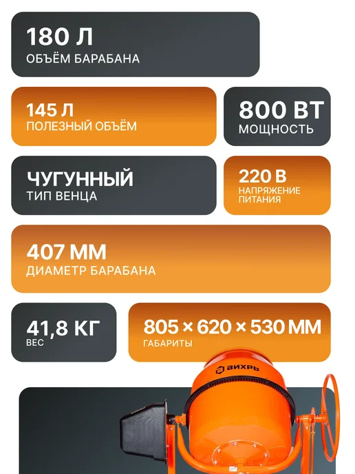 Бетономешалка строительная 180 литров БМ-180П — фото 2