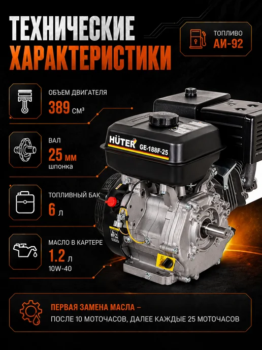 Двигатель бензиновый для мотоблока 4-х тактный GE-188F-25 — фото 3