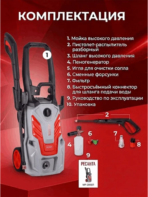 Мойка высокого давления с пеногенератором МР-200БП — фото 2