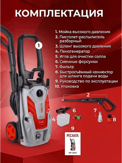 Мойка высокого давления для автомобиля МР-200П — фото 2