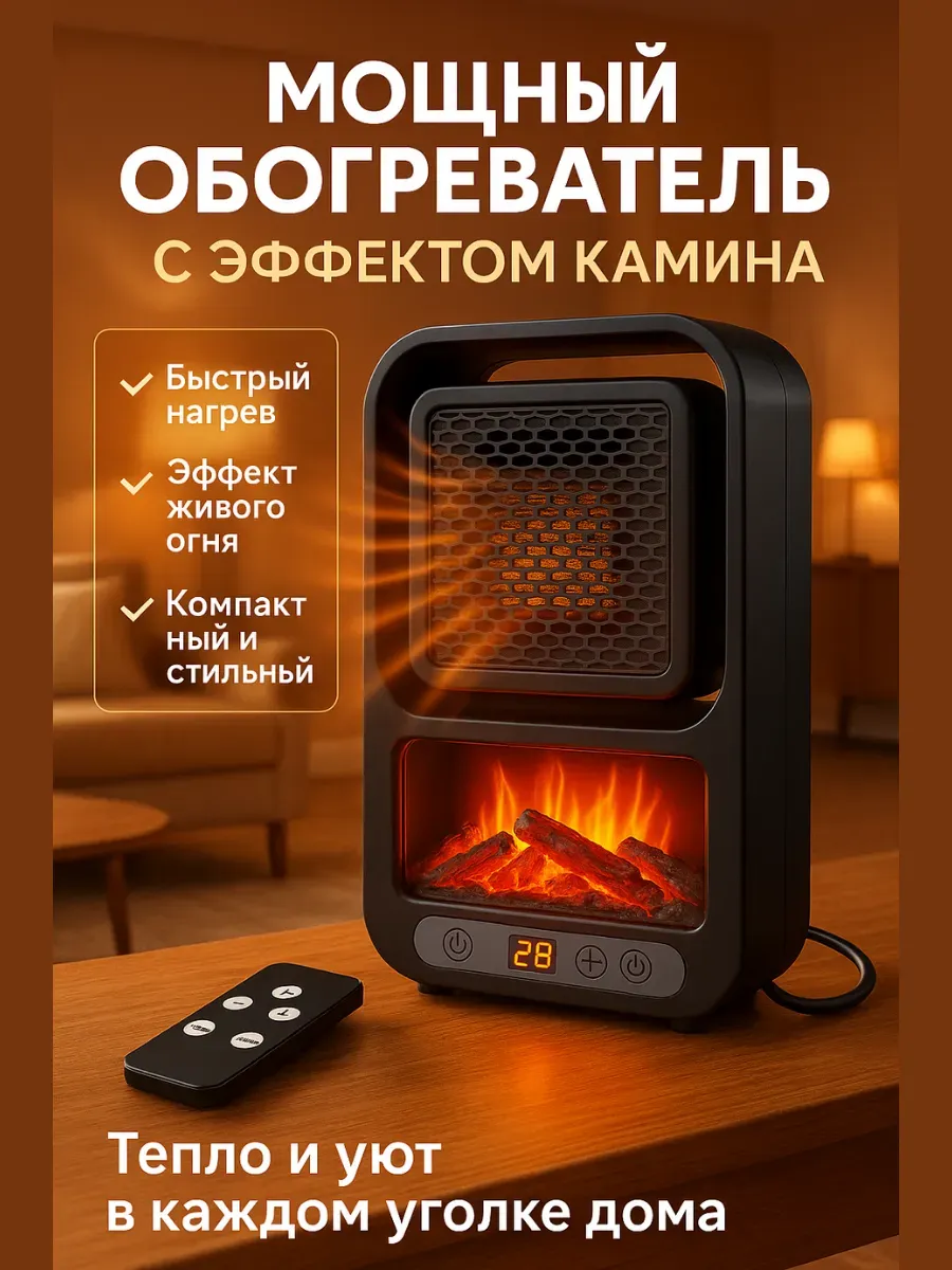 Обогреватель с эффектом камина, тепловентилятор