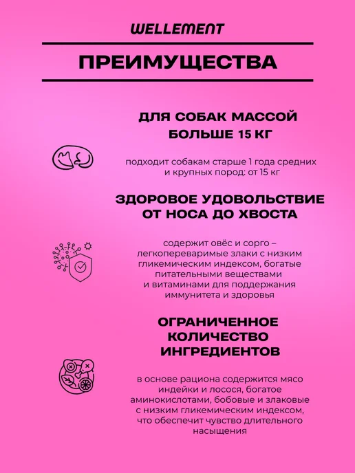 Сухой корм Wellement для собак, средние, 2,5 кг, фото 2