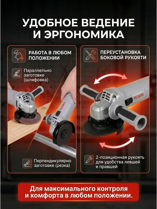 Шлифовальная машинка угловая болгарка УШМ11000А/125 — фото 2