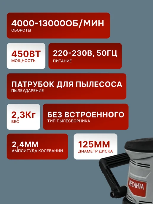 Шлифовальная машинка эксцентриковая болгарка ЭШМ-125Э — фото 2