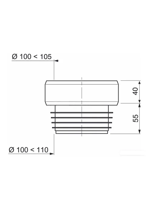 Salpica Манжета для унитаза прямая Ø 100-105 Ø 110 мм L 95 мм, вариант, фото 3