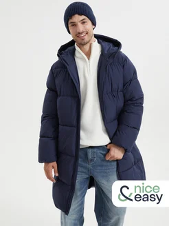 Тёплая мужская куртка-пальто с капюшоном