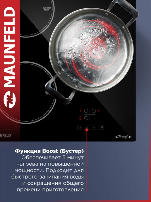 Maunfeld Индукционная варочная панель 3 конфорки AVI4532BK, вариант, фото 3