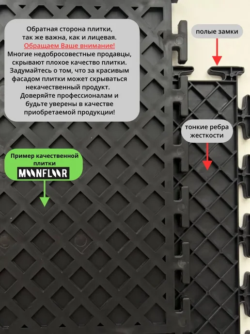 moonfloor Модульная плитка ПВХ черная шагрень напольное покрытие 25х25, 25x25, фото 3
