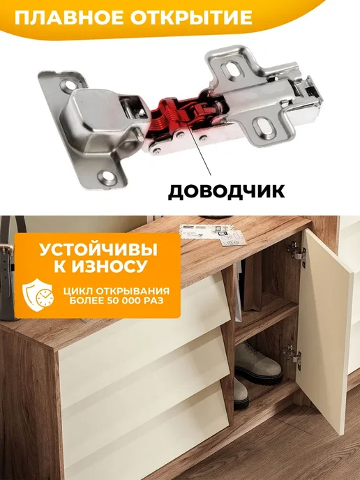 Петли мебельные накладные с доводчиком 2 шт, 2 шт, фото 2