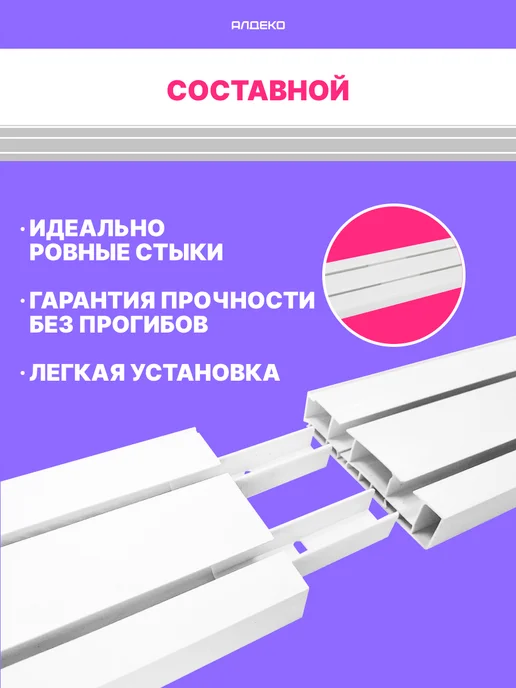 АЛДЕКО ПЛЮС Карниз потолочный с блендой 250 см для штор двухрядный, белый, фото 2
