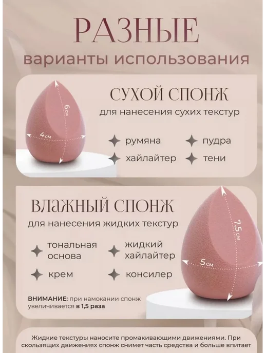 Набор спонжей для макияжа, розовый, фото 3