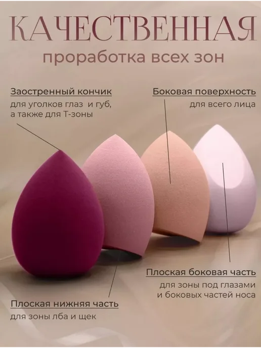Набор спонжей для макияжа, розовый, фото 4