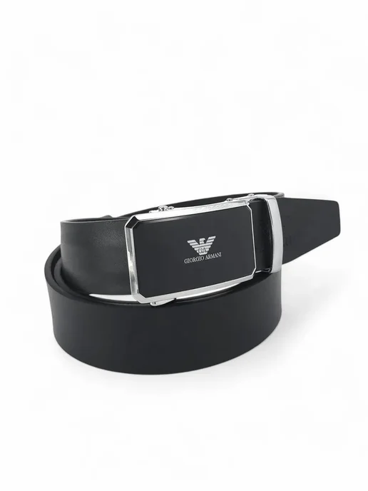 LOUISVUITTON. ремень мужской кожаный для джинс и брюк Giorgio Armani, черный, фото 3