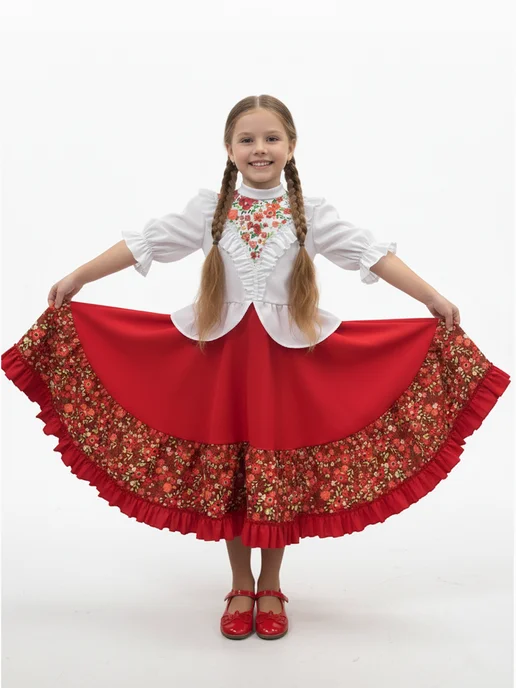 Мой карнавал Карнавальный народный костюм казачки, красный, фото 2