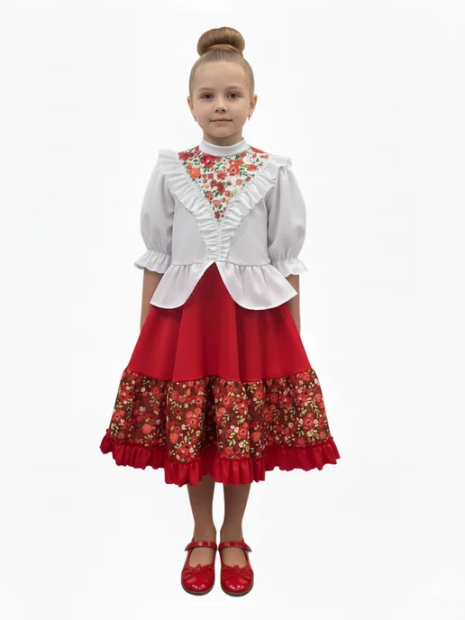 Мой карнавал Карнавальный народный костюм казачки, красный, фото 3
