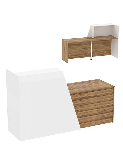 ТОБ.РУ Стойка ресепшен ГРАУНД №1А Дуб Канзас коричневый + Черный, белый