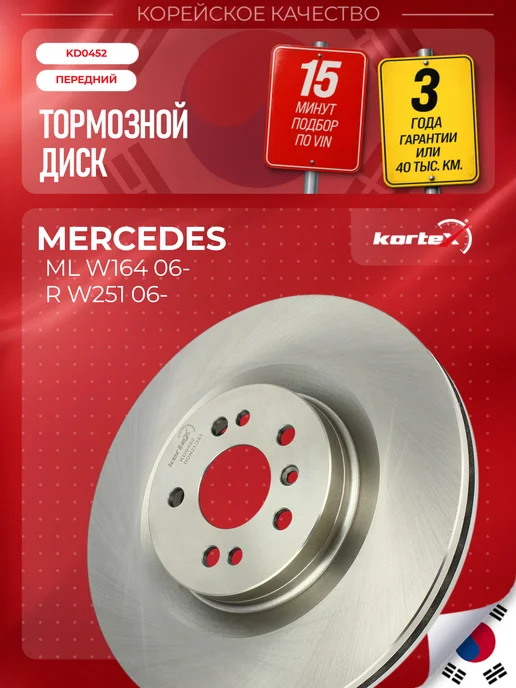 Kortex Тормозной диск ML W164 GL X164 передний вентилируемый, Тормозной диск R W251
