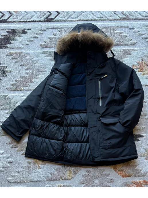 Vika kids Куртка длинная зимняя пуховик для подростка, черный, фото 3