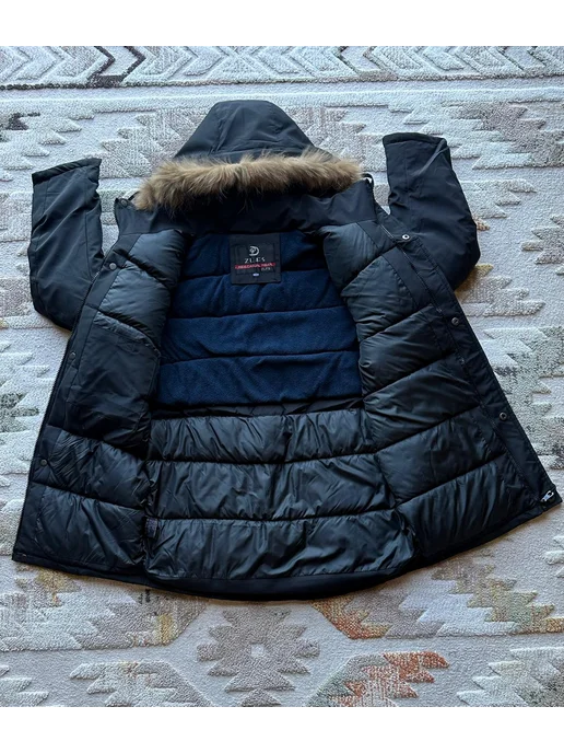 Vika kids Куртка длинная зимняя пуховик для подростка, черный, фото 4