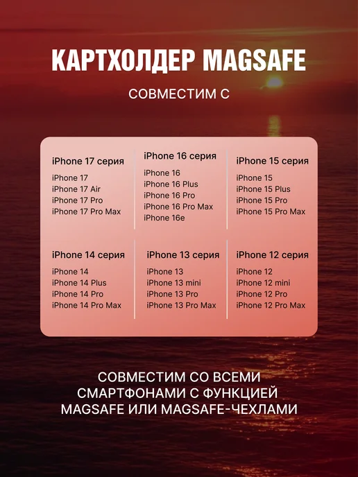 GripUP Картхолдер на iPhone MagSafe Wallet магнитный для карт, красный, фото 2