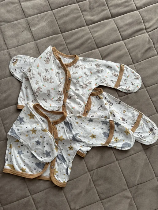 Ovi Kids Набор распашонки для новорожденных з шт, бежевый