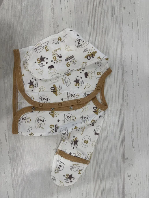 Ovi Kids Набор распашонки для новорожденных з шт, бежевый, фото 3