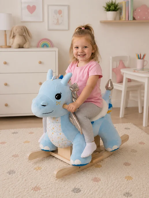Kari Качалка детская мягкая игрушка, голубой, фото 2