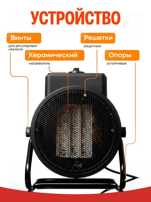 МОЛОДЦОВ Тепловая пушка электрическая 3 квт, черный, фото 4