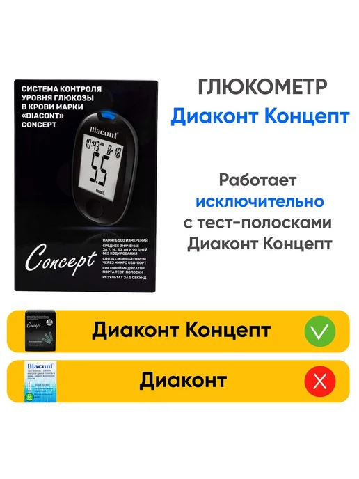 Диаконт Глюкометр Концепт полный комплект, вариант, фото 5