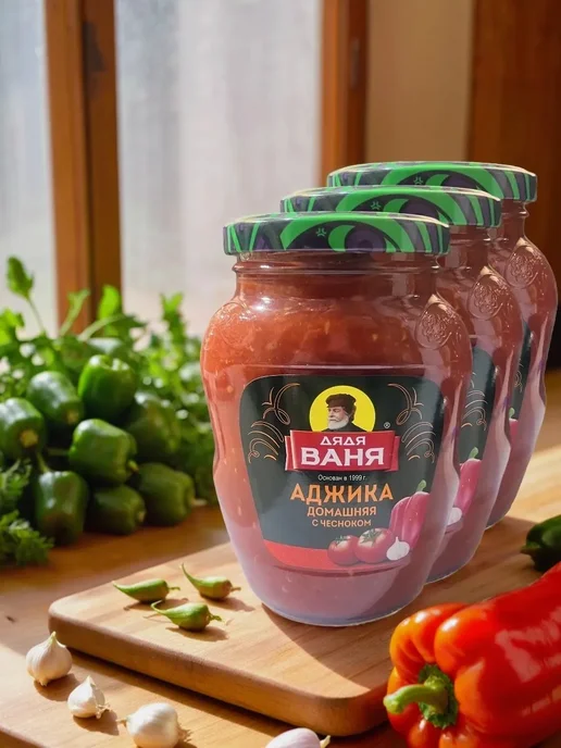Дядя Ваня Аджика домашняя с чесноком 370гр (Набор 3шт), 370 г, 3 шт