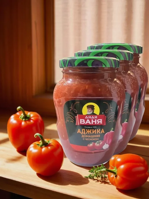 Дядя Ваня Аджика домашняя с чесноком 370гр (Набор 3шт), 370 г, 3 шт, фото 2