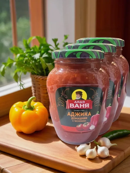 Дядя Ваня Аджика домашняя с чесноком 370гр (Набор 3шт), 370 г, 3 шт, фото 3