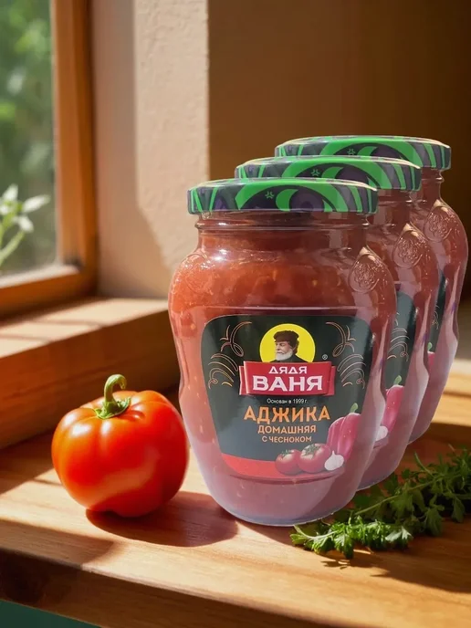 Дядя Ваня Аджика домашняя с чесноком 370гр (Набор 3шт), 370 г, 3 шт, фото 4
