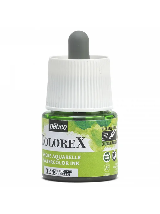 Pebeo Colorex акварельные чернила 45 мл, Зеленый светлый, 417032, 45 мл, фото 4
