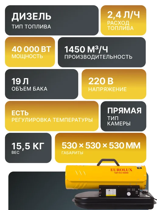 Пушка тепловая дизельная ТДП-EU-40000 — фото 2