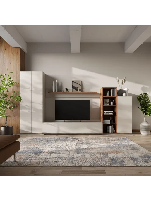 Стенка в гостиную Амазон, Кашемир Каштан, 240х127х40, 300x170x40