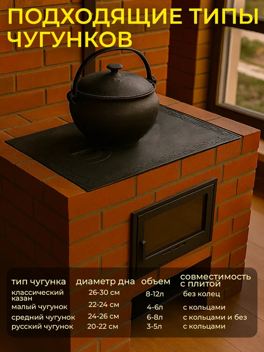 СИО-Metall-RB Плита чугунная с узором для печи П1-2 710х410мм, серый, фото 2