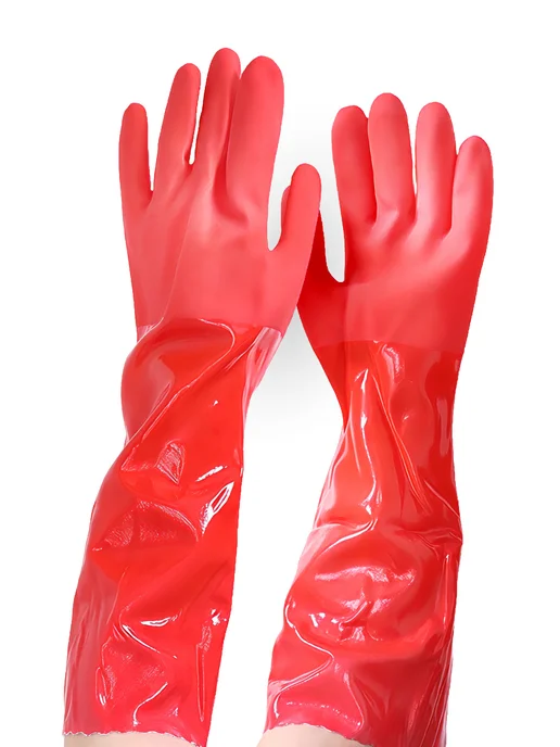 hand soul Перчатки резиновые хозяйственные на флисе, красный, фото 2