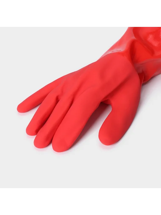 hand soul Перчатки резиновые хозяйственные на флисе, красный, фото 4