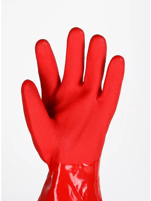 hand soul Перчатки резиновые хозяйственные на флисе, красный, фото 5