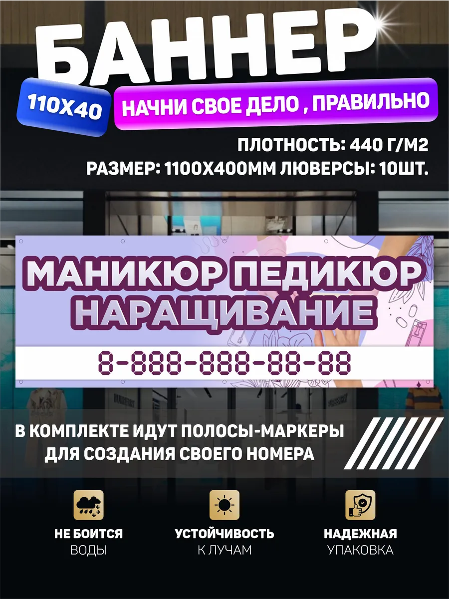 Растяжка баннер Маникюр и Педикюр наращивание