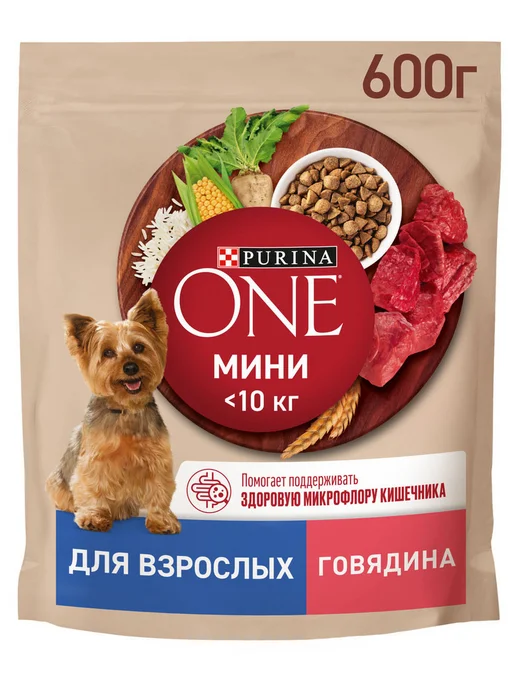 Сухой корм purina One для собак, говядина, 0,6 кг