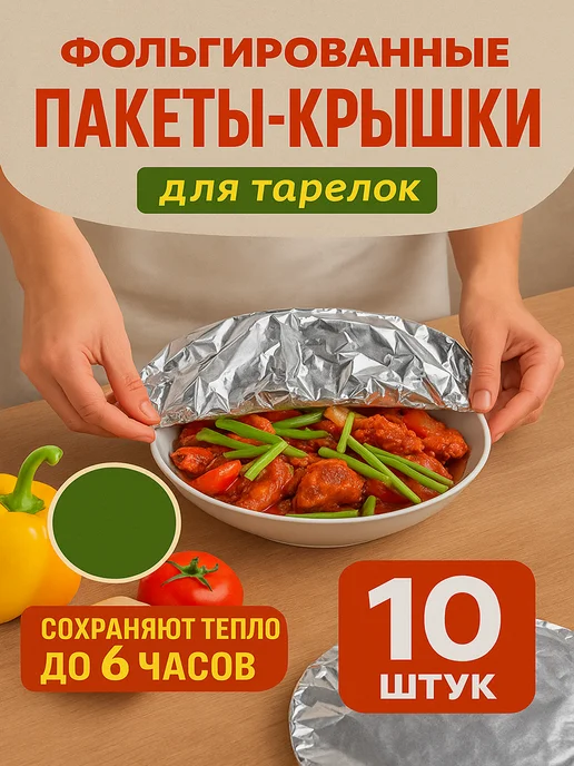 Фольгированные шапочки для тарелок, серый