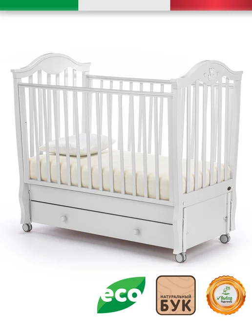 Nuovita Кроватка для новорожденного с маятником 120х60 Sorriso Swing, 120x60