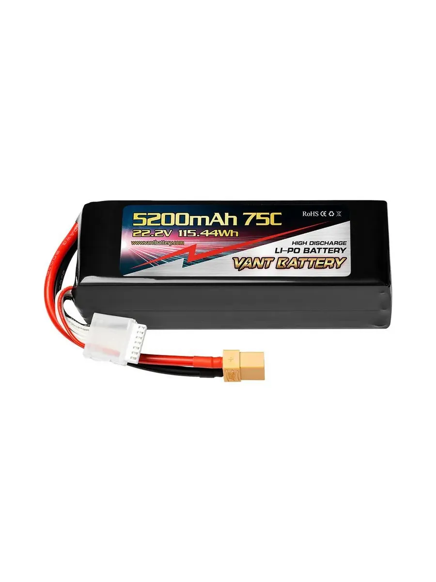 Vant Battery 6S 22.2V 5200mAh 75C soft case XT60 LiPo battery