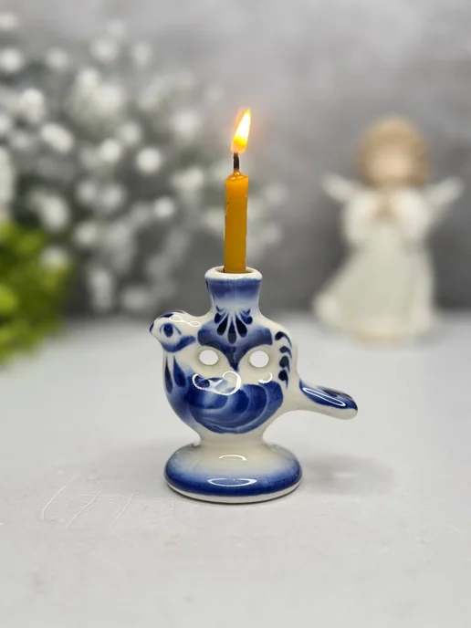 LILYTOYS Пасхальный подсвечник под церковную свечу гжель, синий, фото 3
