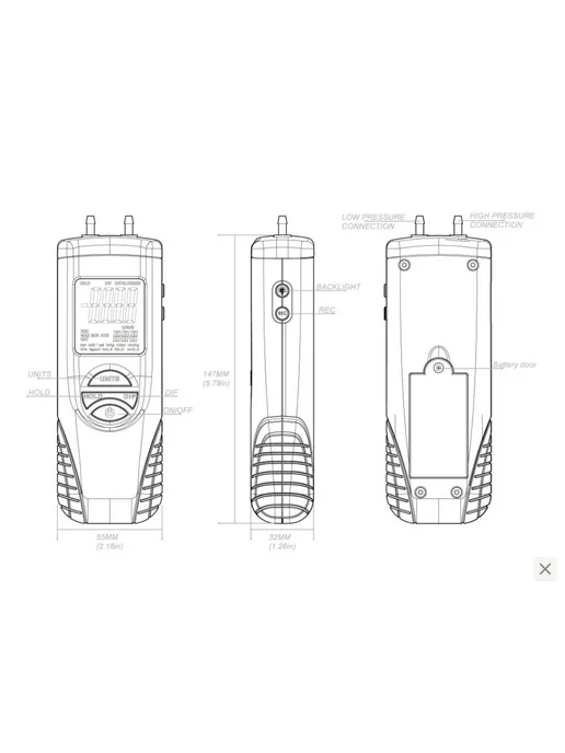 Манометр HT-1890 высокопроизводительный цифровой, бежевый, фото 4