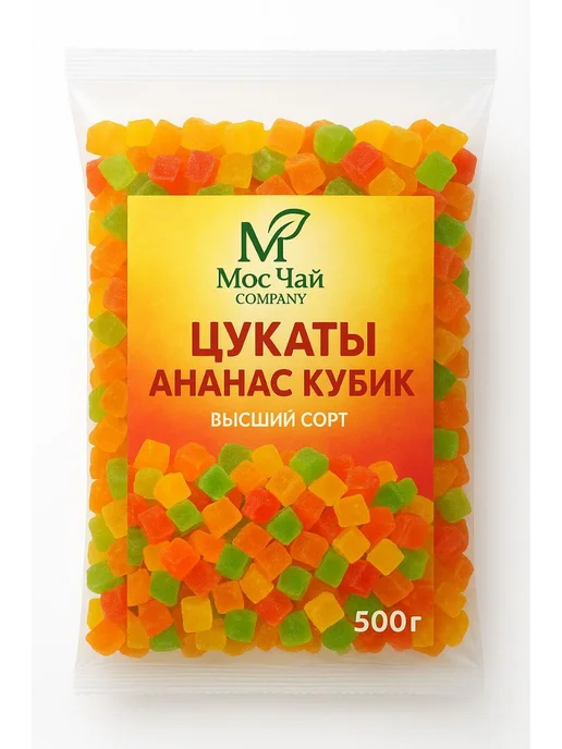 Цукаты ананас кубики 500гр, 500 г