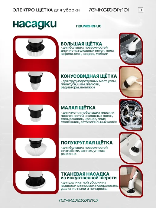Щетка для уборки дома электрическая, вариант, фото 4