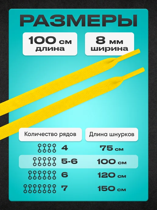 Шнурки белые 100 см 1 пара, желтый, фото 2